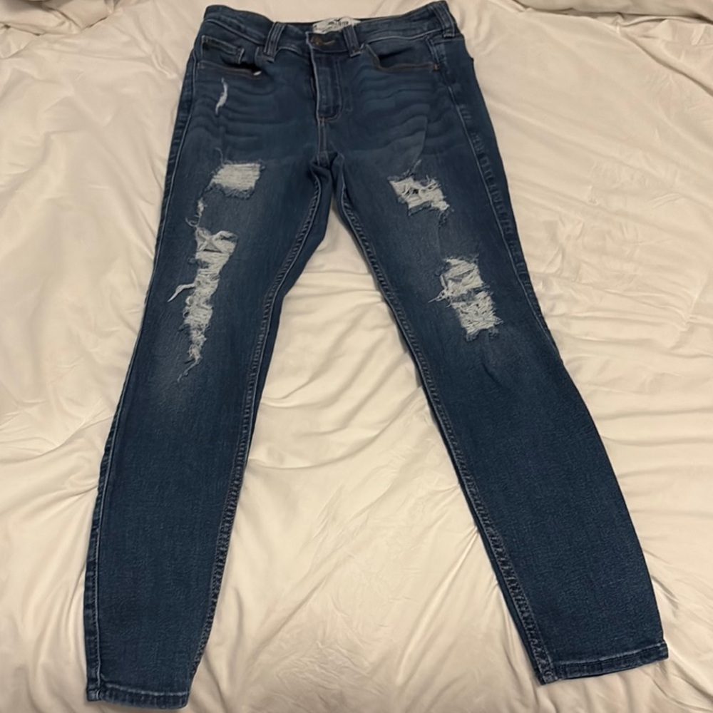 Hollister Dark Blue Distressed Skinny Jeans